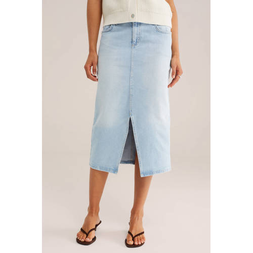 WE Fashion denim kokerrok light blue denim afbeelding