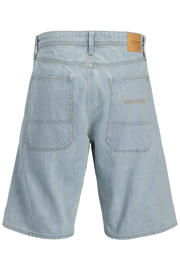 thumbnail: Light blue denim jongens JACK & JONES JUNIOR high waist short van katoen met loose fit, rits- en knoopsluiting en effen