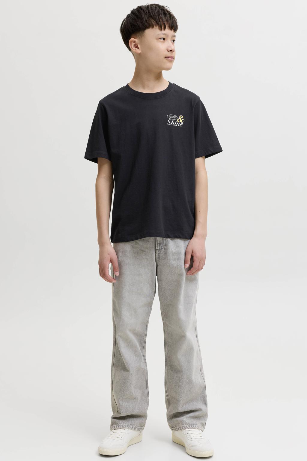 JACK & JONES JUNIOR T-shirt met backprint zwart