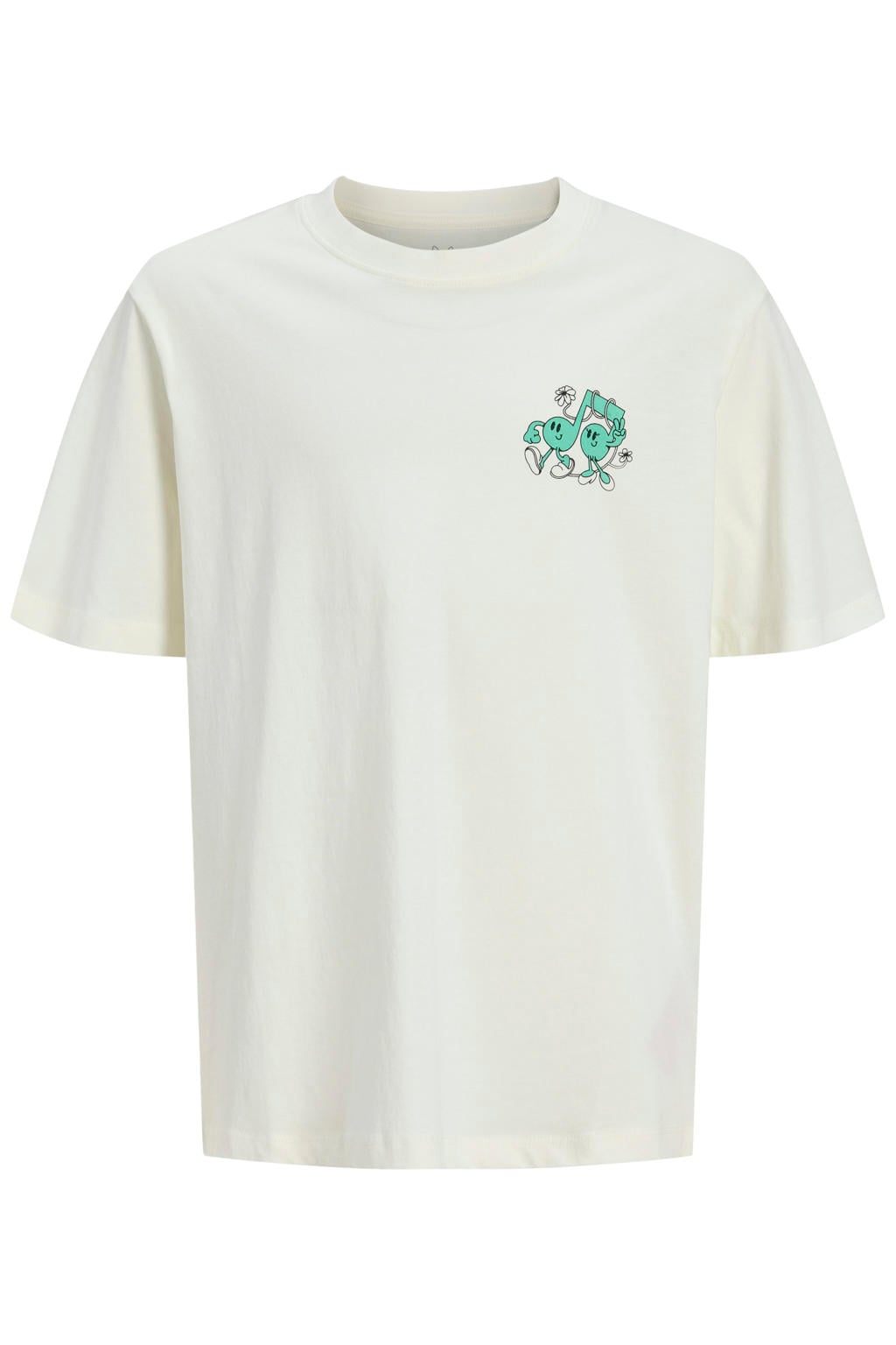 Witte jongens JACK & JONES JUNIOR T-shirt van katoen met backprint, korte mouwen en ronde hals