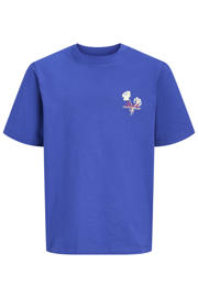 thumbnail: Blauwe jongens JACK & JONES JUNIOR T-shirt van katoen met backprint, korte mouwen en ronde hals