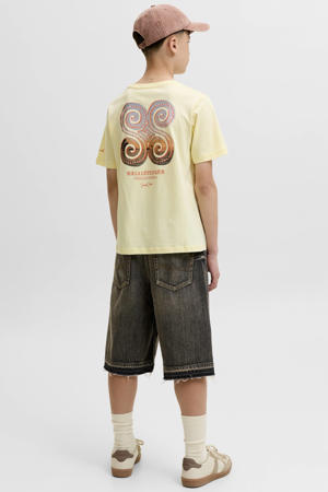 T-shirt met backprint lichtgeel