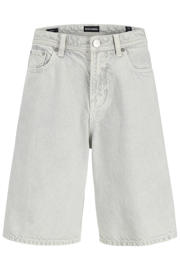 thumbnail: Ecru jongens JACK & JONES JUNIOR high waist short van denim met loose fit, rits- en knoopsluiting en effen