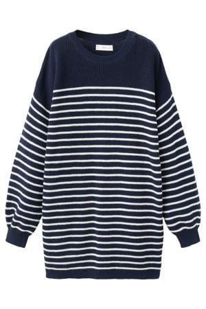 gestreepte jurk fijn gebreid donkerblauw