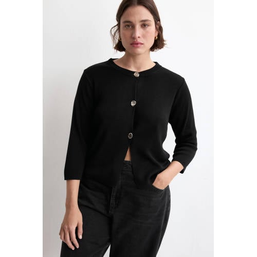 Mango gebreid vest zwart afbeelding