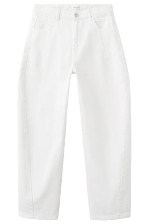 high waist barrel jeans wit