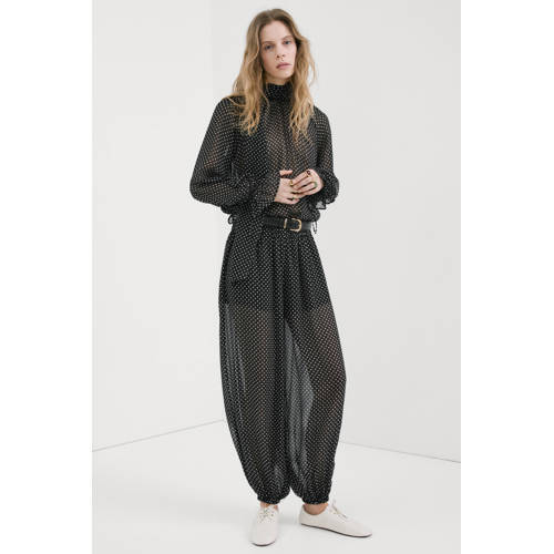 Mango top met stippen zwart afbeelding