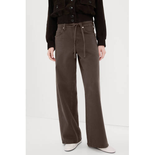 Mango low waist wide leg jeans bruin afbeelding