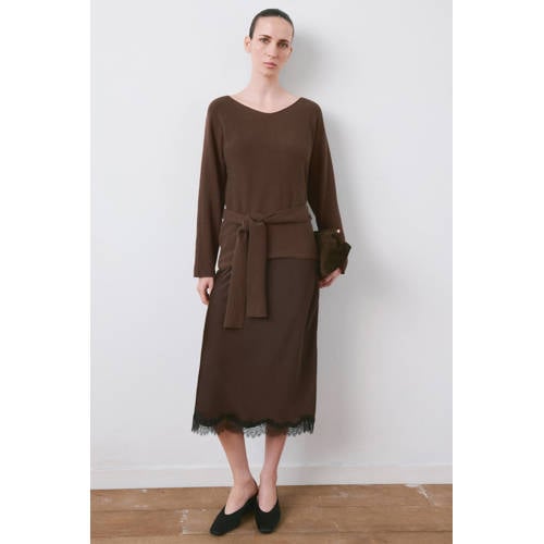 Mango midi jurk bruin afbeelding