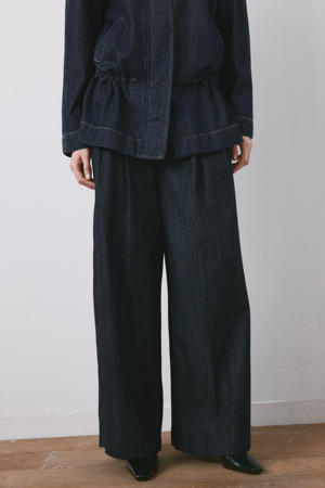wide leg jeans dark blue denim