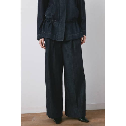 Mango wide leg jeans dark blue denim afbeelding