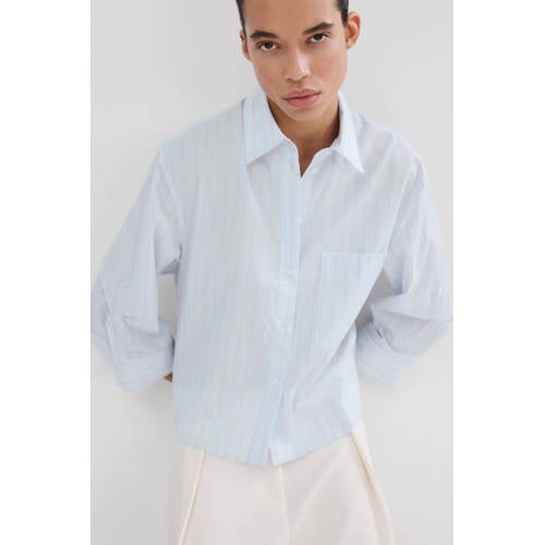 Mango gestreepte blouse blauw afbeelding