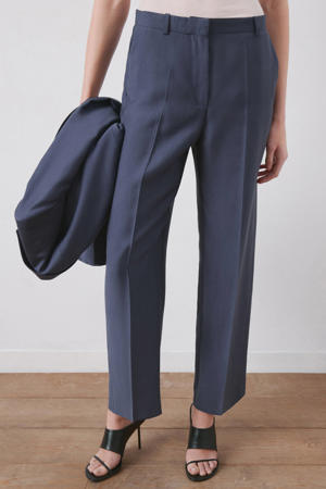 straight regular waist pantalon grijsblauw