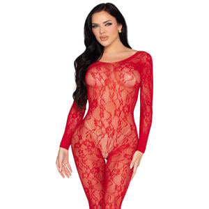 kanten bodysuit rood