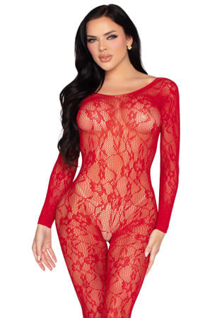 kanten bodysuit rood