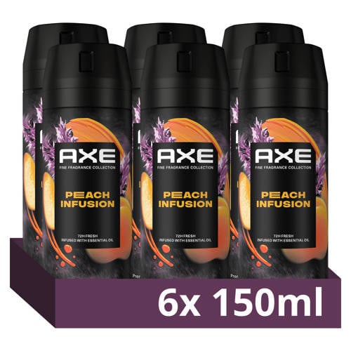 Axe Fine Fragrance Collection Peach Infusion premium deodorant bodyspray - 6 x 150 ml afbeelding