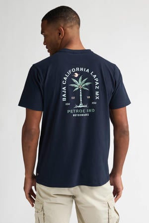 regular T-shirt met backprint donkerblauw