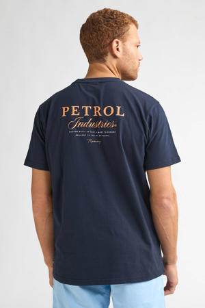 regular T-shirt met backprint donkerblauw