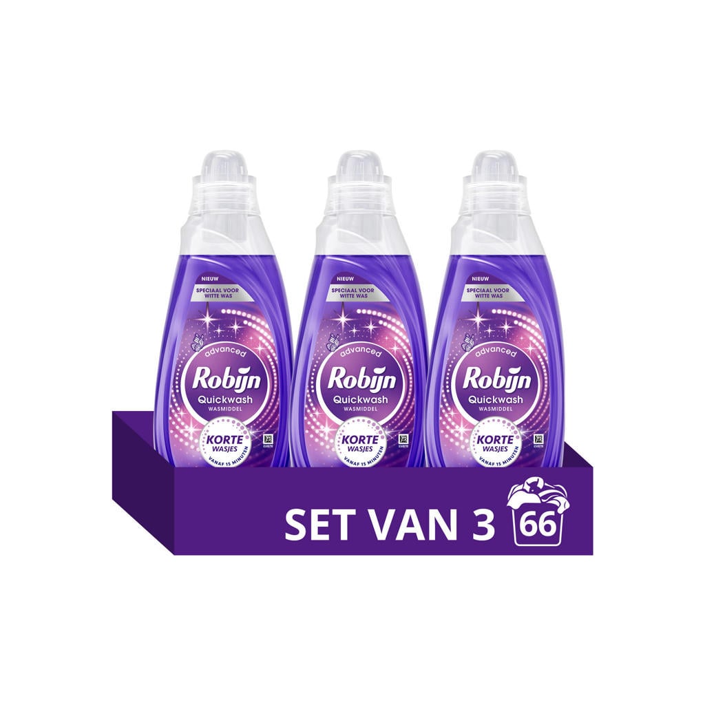 Robijn Advanced Quickwash Optimum White vloeibaar wasmiddel - 3 x 22 wasbeurten