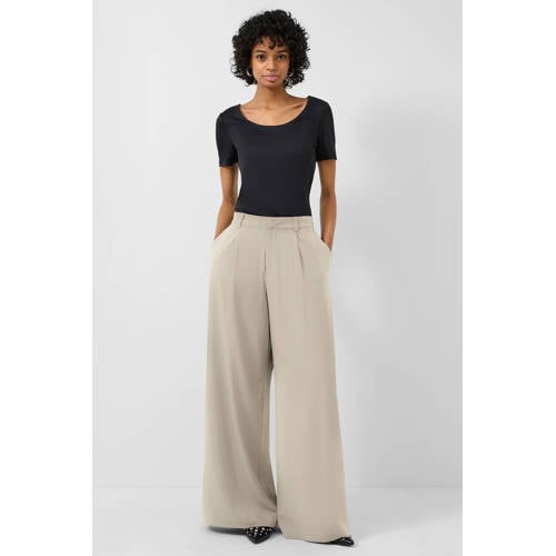 QS wide leg high waist palazzo broek beige afbeelding