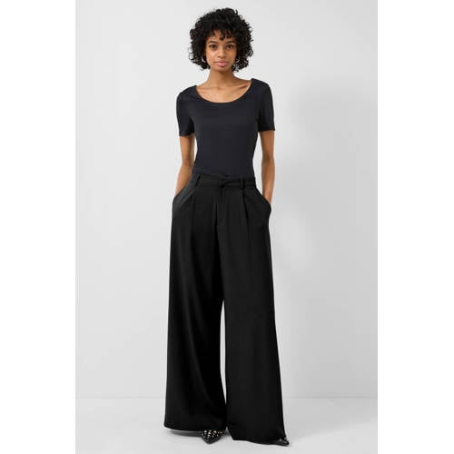 QS wide leg high waist palazzo broek zwart afbeelding