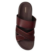 thumbnail: Manfield leren slippers donkerbruin