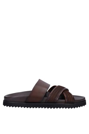 leren slippers donkerbruin