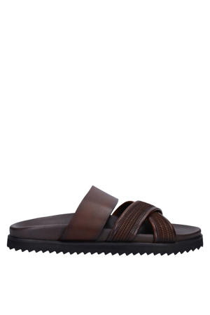 leren slippers donkerbruin