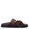 Manfield leren slippers donkerbruin
