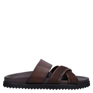leren slippers donkerbruin