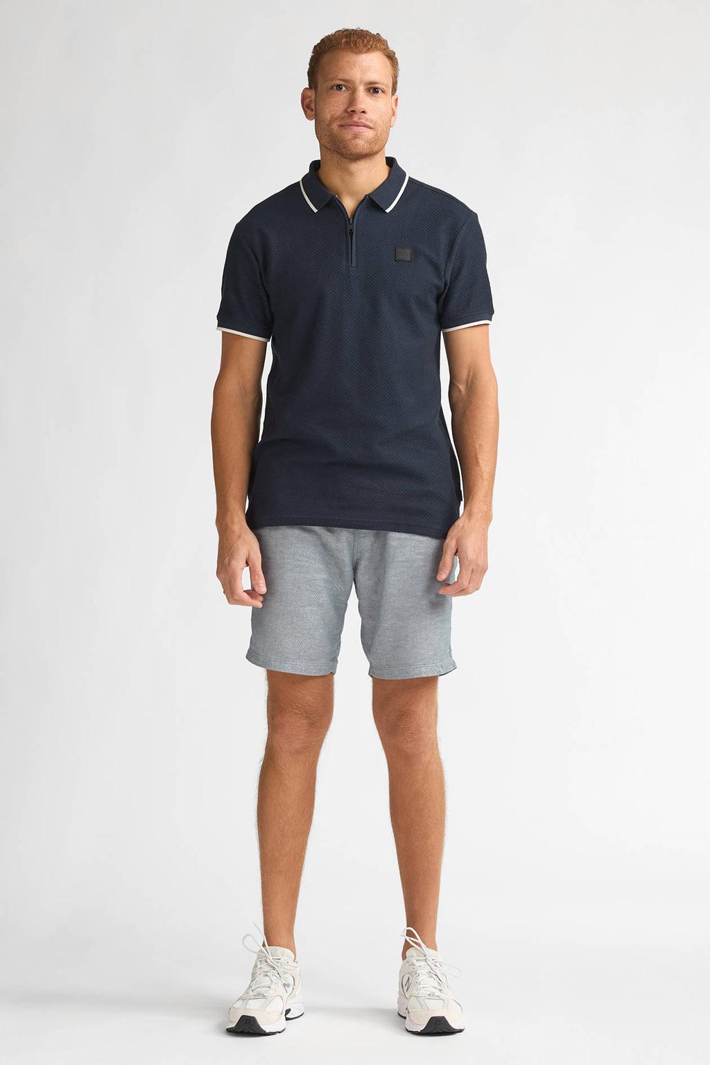 Petrol Industries regular polo met ingebreid patroon donkerblauw