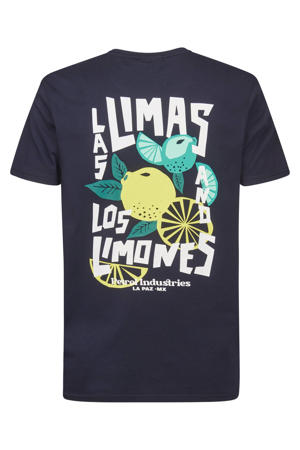 regular T-shirt met backprint donkerblauw