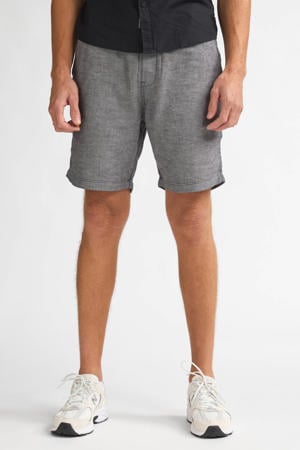 regular chino short met linnen donkerblauw