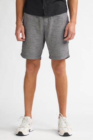 regular chino short met linnen donkerblauw