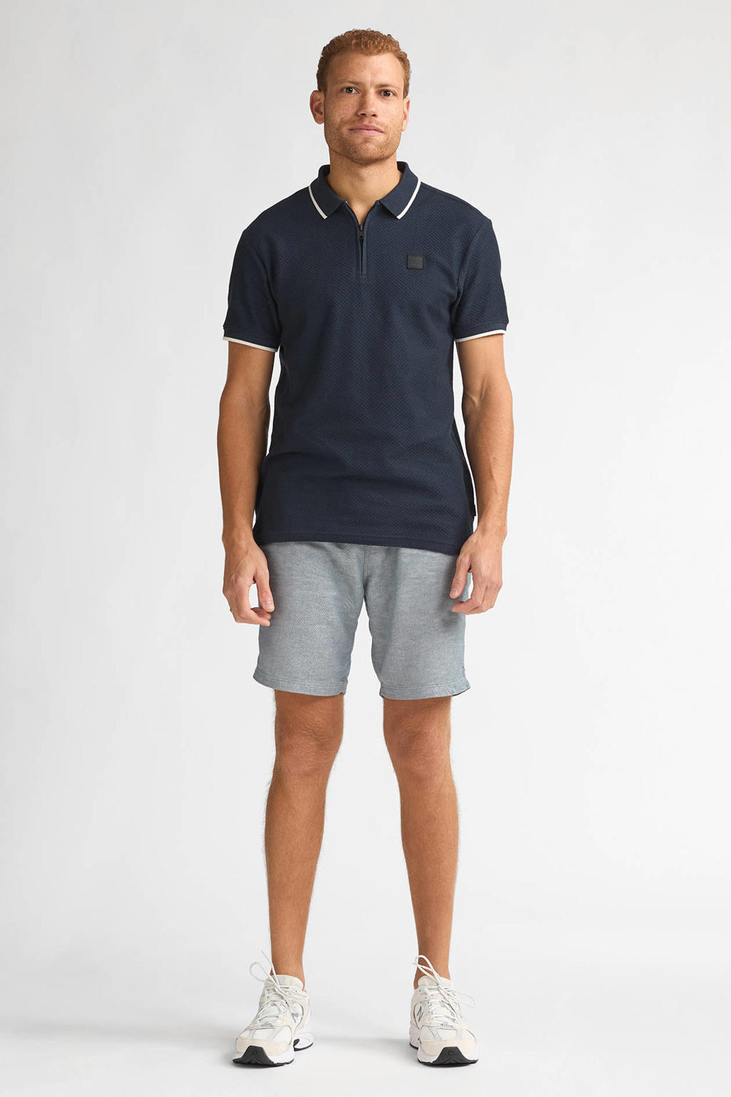 Petrol Industries regular chino short met linnen blauw