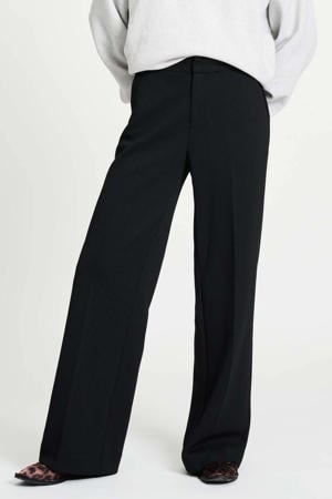 wide leg high waist broek zwart