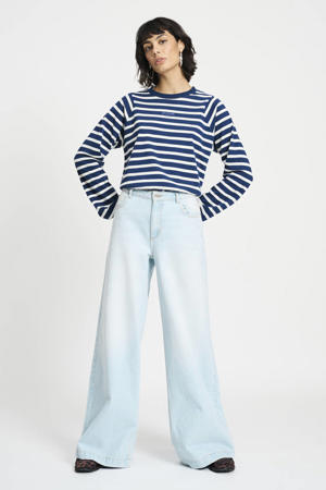 high waist wide leg jeans light blue denim