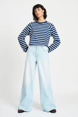 high waist wide leg jeans light blue denim