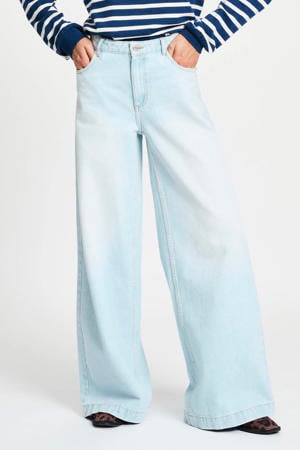 high waist wide leg jeans light blue denim