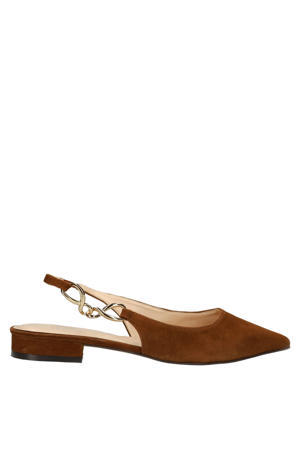 suède slingback loafers bruin