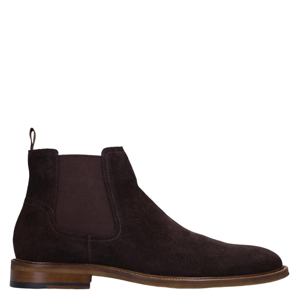 Bruine heren Manfield suède chelsea boots met elastische inzet