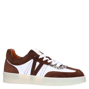 leren sneakers wit/bruin
