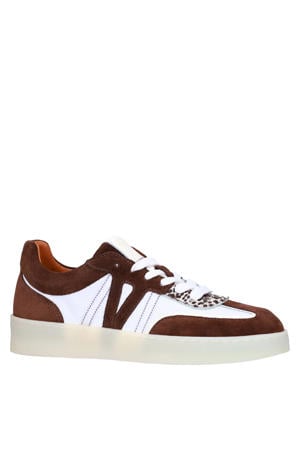 leren sneakers wit/bruin