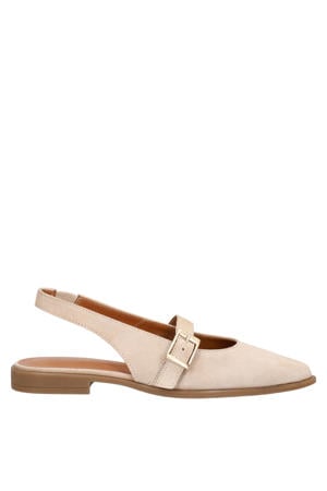 leren slingback loafers beige