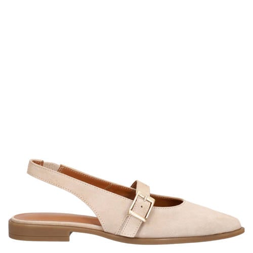 No Stress leren slingback loafers beige