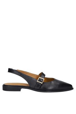 leren slingback loafers zwart
