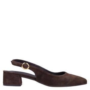 suède slingback loafers bruin
