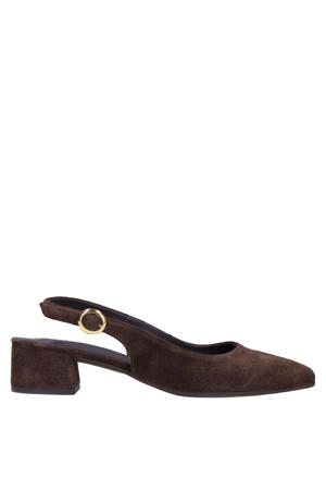 suède slingback loafers bruin