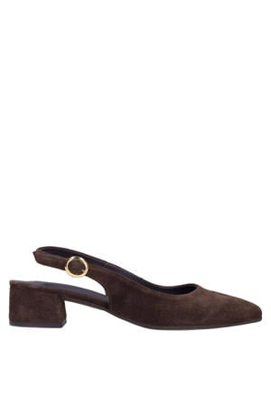 suède slingback loafers bruin