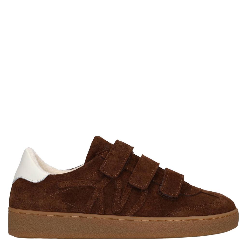 Bruine dames Manfield suède sneakers met klittenband